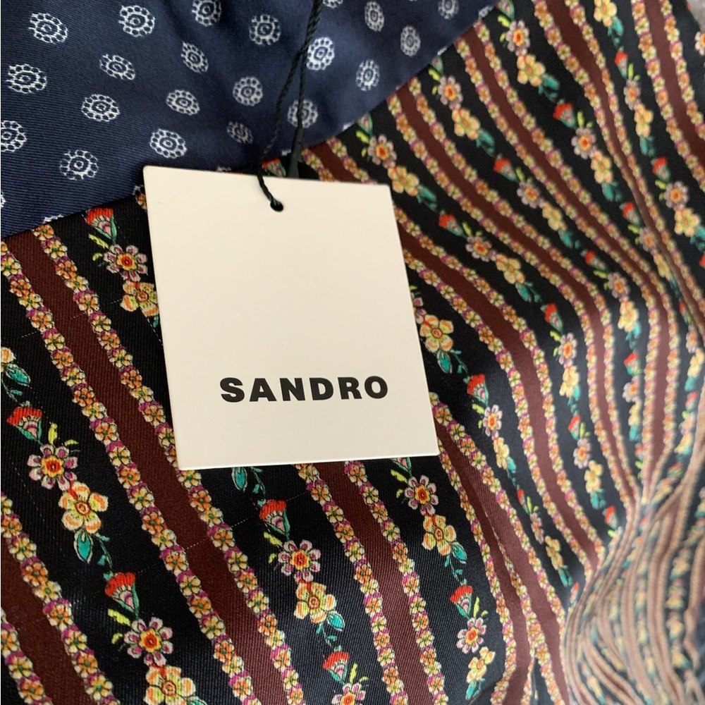 SANDRO Flowing Mixed-Print Wide Leg Trousers - Picture 9 of 9